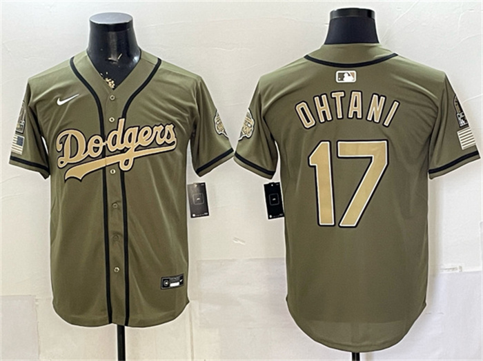 Men's Los Angeles Dodgers #17 Shohei Ohtani Olive 2026 Armed Forces Day Stitched Baseball Jersey